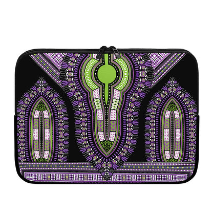 Black And Purple African Dashiki Print Laptop Sleeve