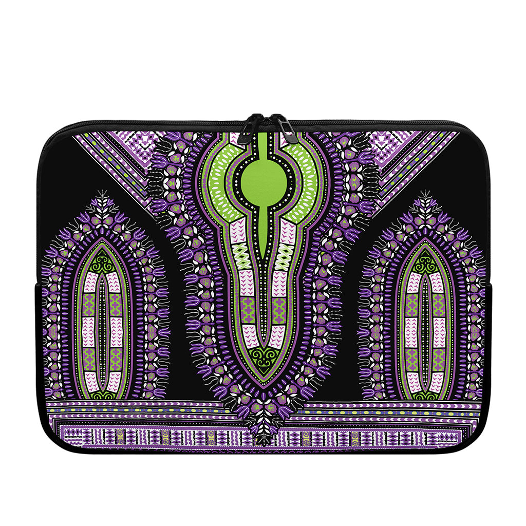 Black And Purple African Dashiki Print Laptop Sleeve