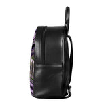Black And Purple African Dashiki Print Leather Backpack