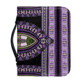 Black And Purple African Dashiki Print Leather Bible Cover