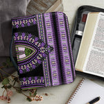 Black And Purple African Dashiki Print Leather Bible Cover