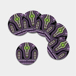 Black And Purple African Dashiki Print Leather Coaster Set