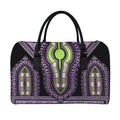 Black And Purple African Dashiki Print Leather Duffel Bag