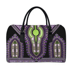 Black And Purple African Dashiki Print Leather Duffle Bag
