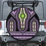 Black And Purple African Dashiki Print Leather Spare Tire Cover