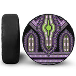 Black And Purple African Dashiki Print Leather Spare Tire Cover