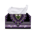 Black And Purple African Dashiki Print Leather Tissue Box Cover