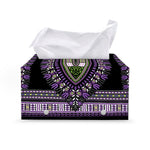 Black And Purple African Dashiki Print Leather Tissue Box Cover
