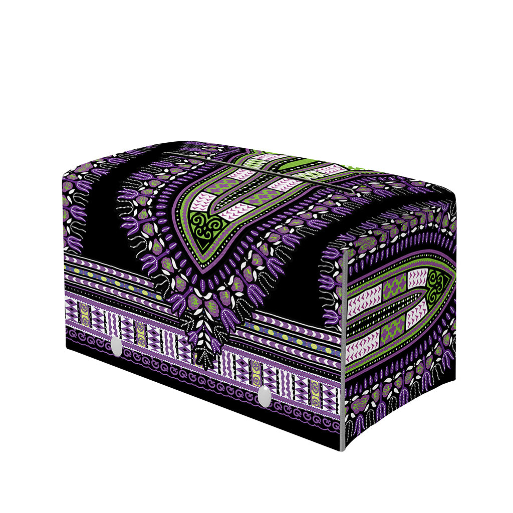 Black And Purple African Dashiki Print Leather Tissue Box Cover