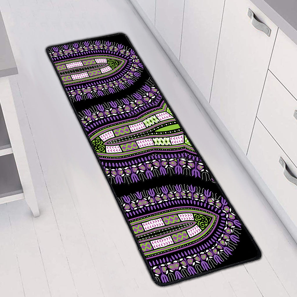 Black And Purple African Dashiki Print Long Kitchen Mat