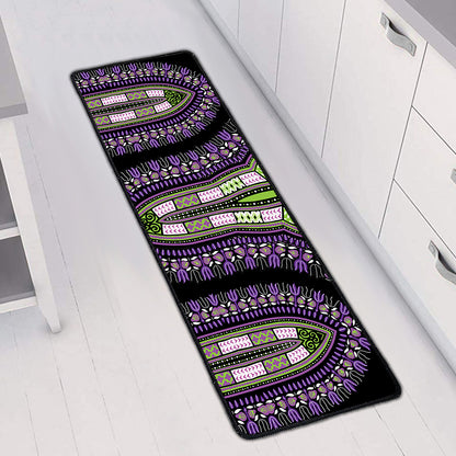Black And Purple African Dashiki Print Long Kitchen Mat