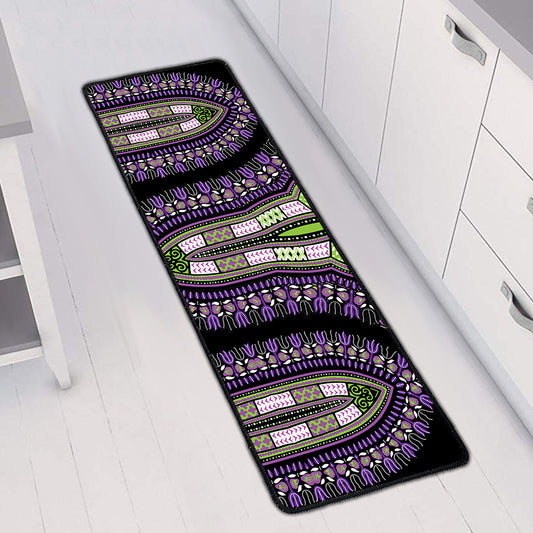 Black And Purple African Dashiki Print Long Kitchen Mat