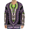 Black And Purple African Dashiki Print Long Sleeve Baseball Jersey