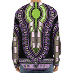 Black And Purple African Dashiki Print Long Sleeve Baseball Jersey