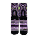 Black And Purple African Dashiki Print Long Socks