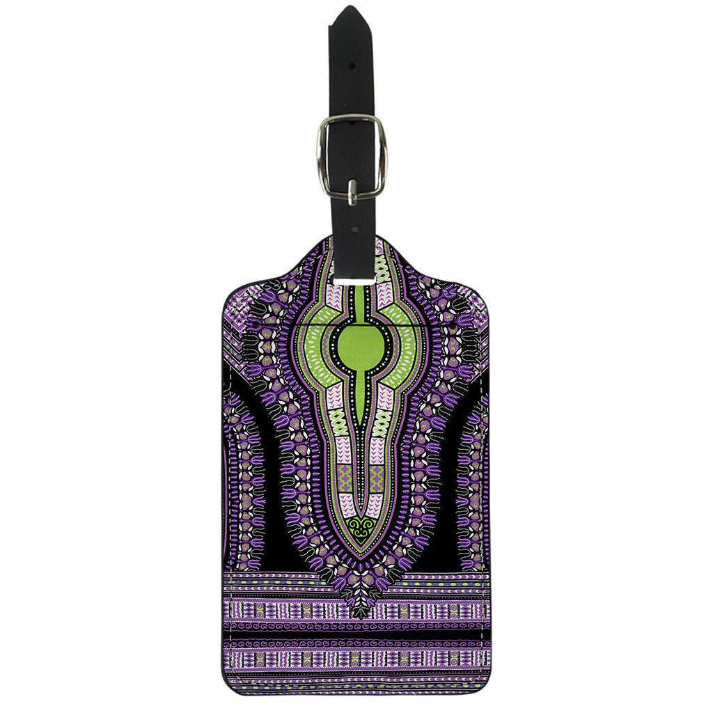 Black And Purple African Dashiki Print Luggage Tag
