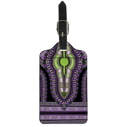 Black And Purple African Dashiki Print Luggage Tag
