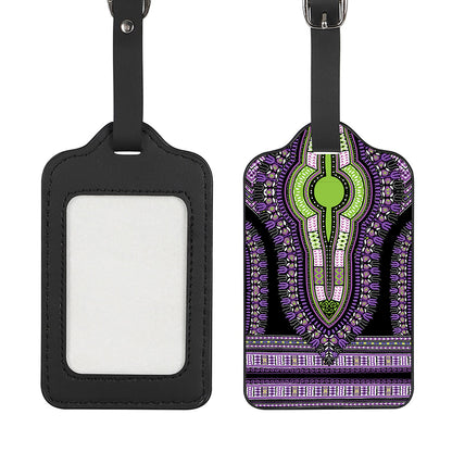 Black And Purple African Dashiki Print Luggage Tag