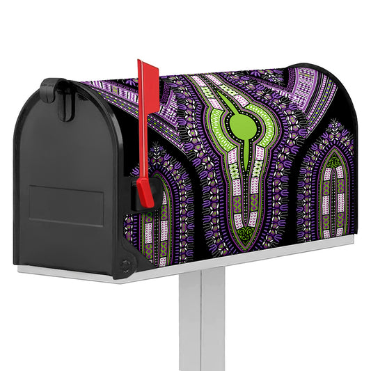 Black And Purple African Dashiki Print Mailbox Cover