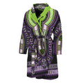 Black And Purple African Dashiki Print Men's Bathrobe