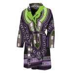 Black And Purple African Dashiki Print Men's Bathrobe