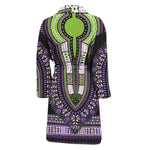 Black And Purple African Dashiki Print Men's Bathrobe