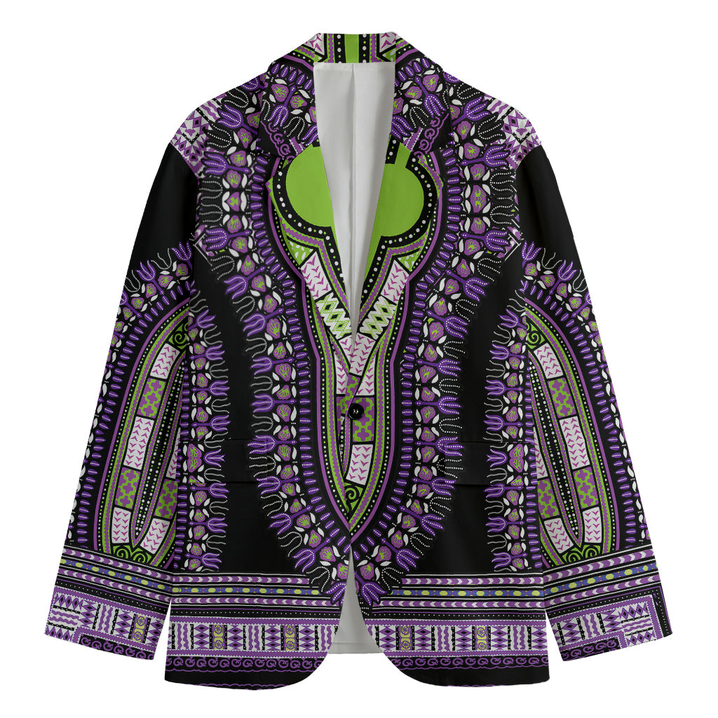 Black And Purple African Dashiki Print Men's Blazer