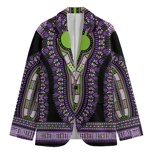 Black And Purple African Dashiki Print Men's Blazer