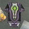 Black And Purple African Dashiki Print Men's Bodysuit