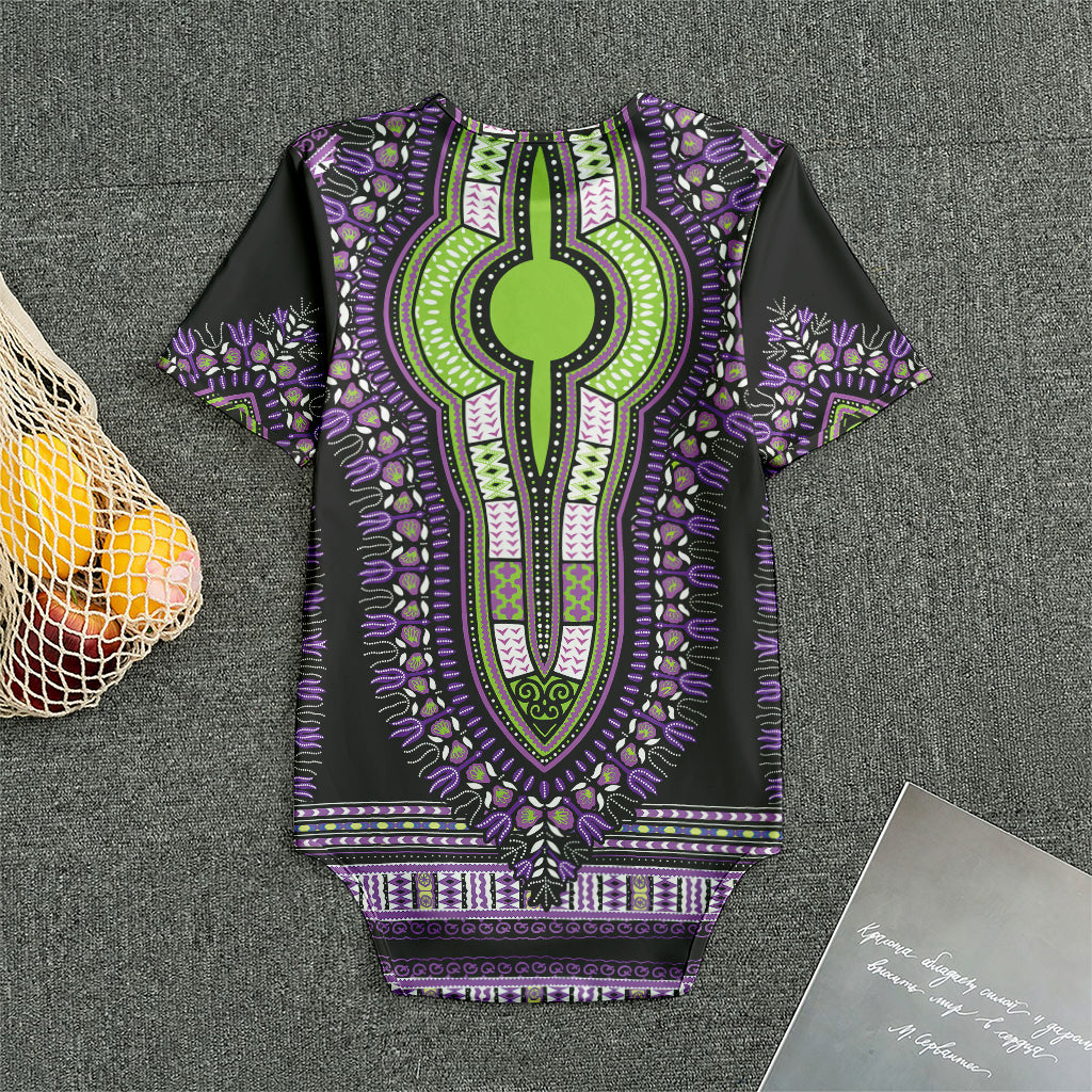 Black And Purple African Dashiki Print Men's Bodysuit