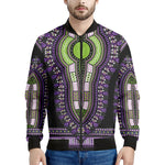 Black And Purple African Dashiki Print Men's Bomber Jacket