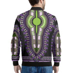 Black And Purple African Dashiki Print Men's Bomber Jacket