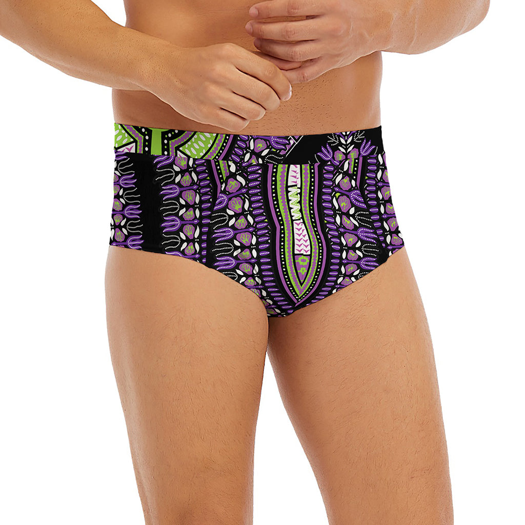 Black And Purple African Dashiki Print Men's Briefs