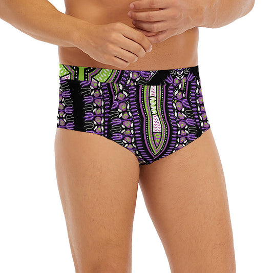 Black And Purple African Dashiki Print Men's Briefs