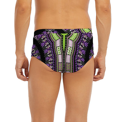 Black And Purple African Dashiki Print Men's Briefs