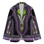 Black And Purple African Dashiki Print Men's Cotton Blazer