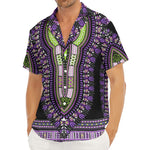Black And Purple African Dashiki Print Men's Deep V-Neck Shirt