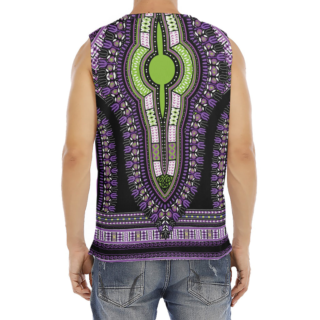 Black And Purple African Dashiki Print Men's Fitness Tank Top