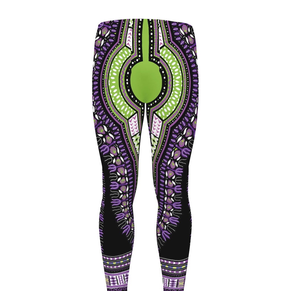 Black And Purple African Dashiki Print Men's leggings
