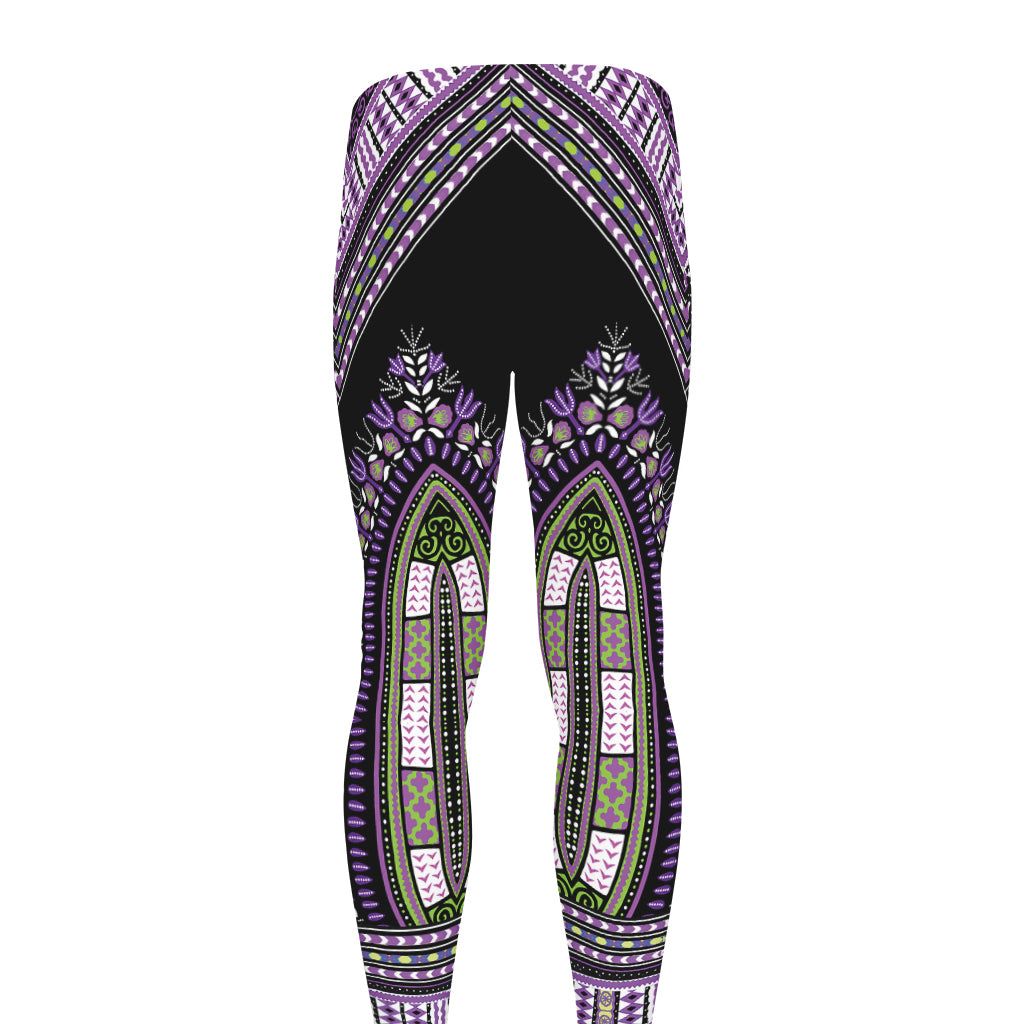 Black And Purple African Dashiki Print Men's leggings