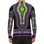 Black And Purple African Dashiki Print Men's Long Sleeve Rash Guard