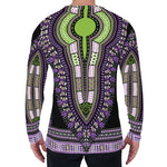 Black And Purple African Dashiki Print Men's Long Sleeve T-Shirt