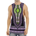 Black And Purple African Dashiki Print Men's Muscle Tank Top