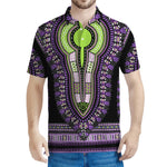 Black And Purple African Dashiki Print Men's Polo Shirt