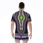 Black And Purple African Dashiki Print Men's Rompers