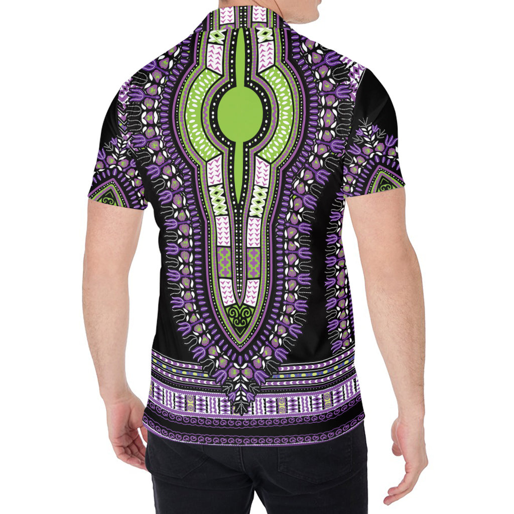 Black And Purple African Dashiki Print Men's Shirt