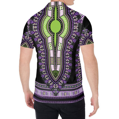 Black And Purple African Dashiki Print Men's Shirt