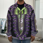 Black And Purple African Dashiki Print Men's Shirt Jacket