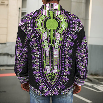Black And Purple African Dashiki Print Men's Shirt Jacket