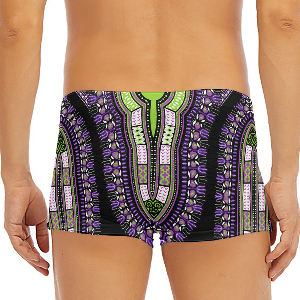 Black And Purple African Dashiki Print Men's Short Boxer Briefs